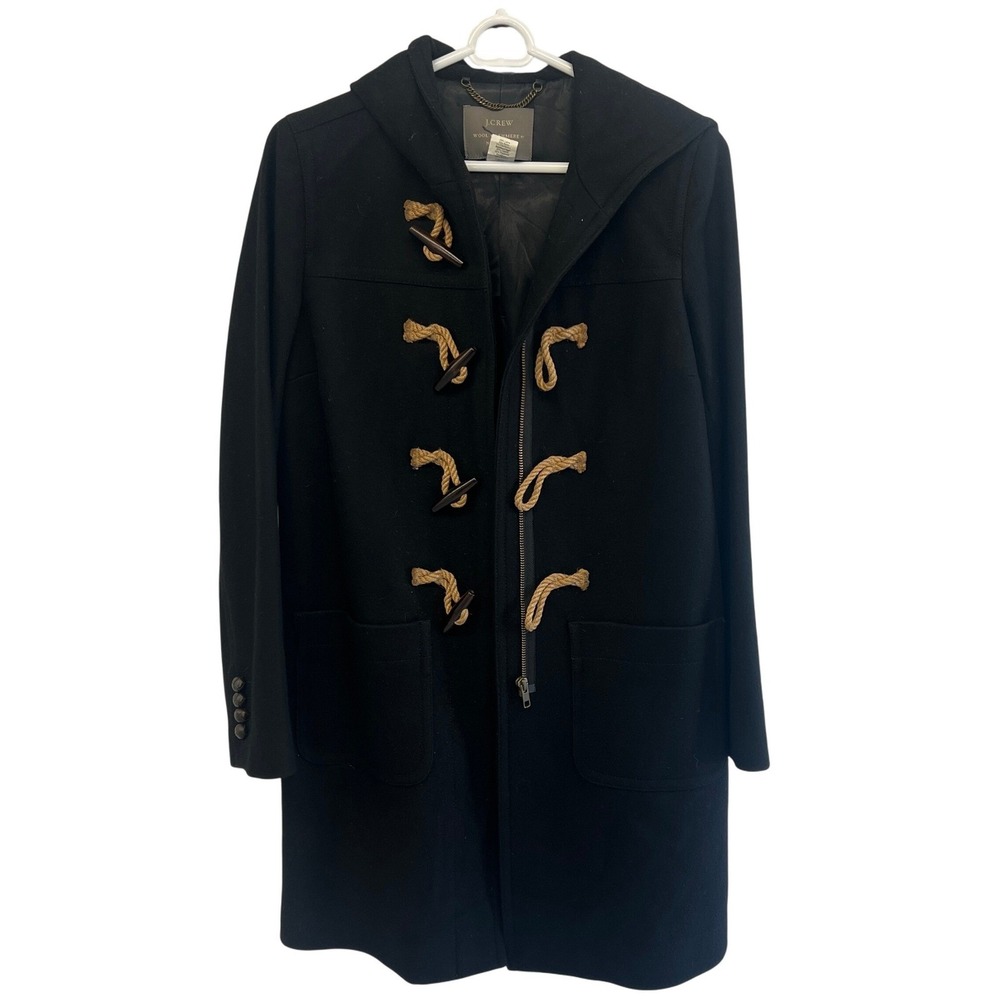 J.Crew Nello Gori Italian Wool & Cashmere toggle button Stadium Coat Black Sz 2